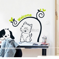 Decal dán tường Đôi cún
