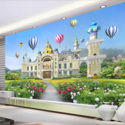 Tranh lâu đài và khinh khí cầu