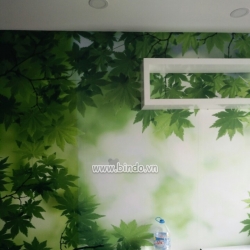tranh cảnh mùa xuân lá xanh