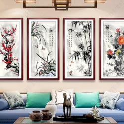Tranh bộ tứ Đào,Lan,Trúc,Cúc số 2