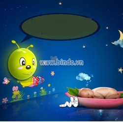 Decal dán tường Đèn ngủ sâu xanh