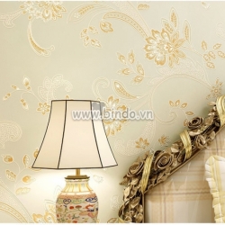 Giấy dán tường 3d họa tiết hoa vàng 2