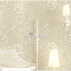 Giấy dán tường 3d họa tiết hoa vàng kem 1