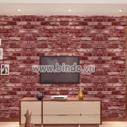 Giấy decal cuộn gạch nâu đỏ