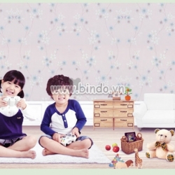 Giấy decal cuộn hoa 5 cánh trắng xanh