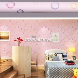 Giấy decal cuộn hoa tiết tròn nền hồng