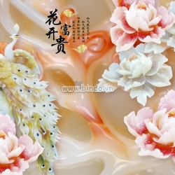 Hoa mẫu đơn và đôi chim hạc