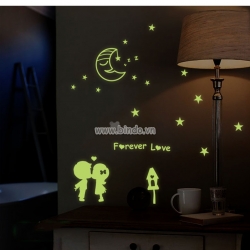 Decal dán tường Tình yêu dạ quang