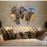 Decal dán tường Voi 3D