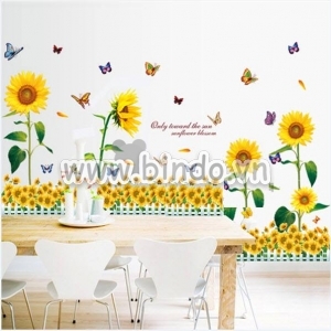 Decal dán tường Combo Hướng dương vàng và Chân tường hoa hướng dương vàng