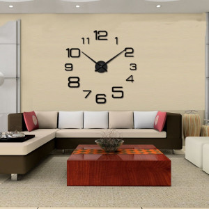 Decal dán tường Đồng hồ chữ số thường khổ lớn màu đen