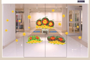 Decal dán tường Bánh chưng xanh và dưa hấu đỏ
