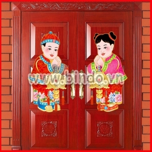 Decal dán tường Bé trai gái chúc tết xuân
