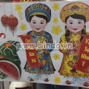 Decal dán tường Bé trai gái đón xuân 2