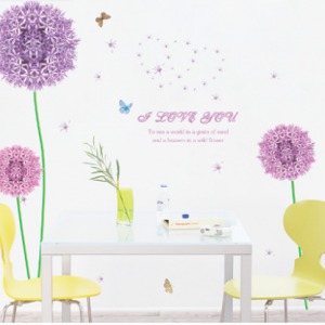 Decal dán tường Cẩm tú cầu tím 2