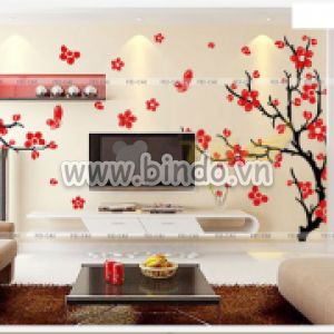 Decal dán tường Cành đào đỏ