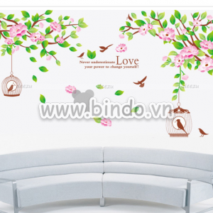 Decal dán tường Cành hoa tím