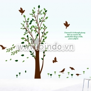 Decal dán tường Cây chim non