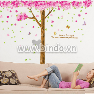 Decal dán tường Cây đào hồng 2