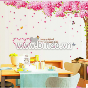 Decal dán tường Cây hoa anh đào hồng size nhỏ