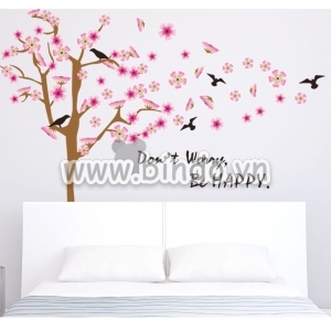 Decal dán tường Cây hoa tím mùa xuân