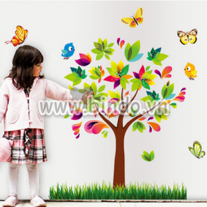 Decal dán tường Cây mùa xuân 2D size lớn