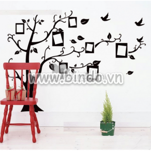 Decal dán tường Cây photo 3 đen size nhỏ