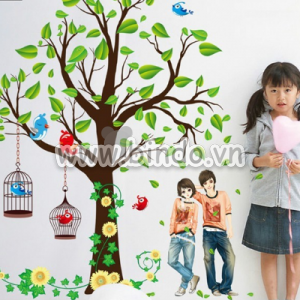 Decal dán tường Cây tình nhân 3D