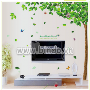 Decal dán tường Cây xanh lá size to