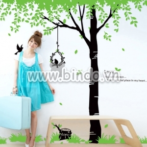 Decal dán tường Cây xanh tổ chim