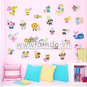 Decal dán tường Chữ cái động vật 2