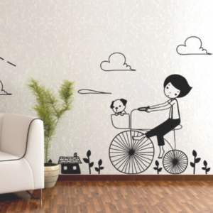 Decal dán tường Bé dạo phố