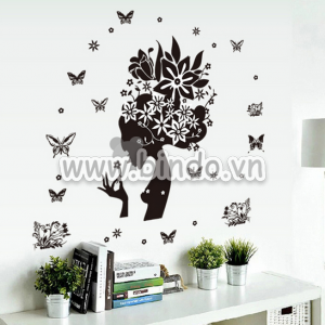 Decal dán tường Cô gái hoa hồng 2