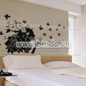 Decal dán tường Cô gái hoa hồng