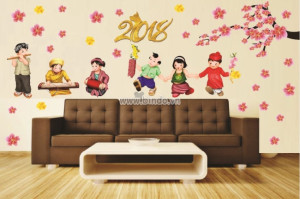 Decal dán tường Combo cùng bé vui xuân 1