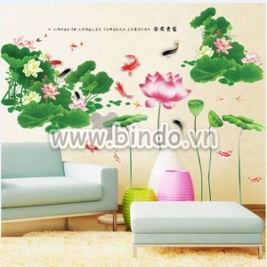 Decal dán tường Combo Đầm sen to và Đầm sen 1