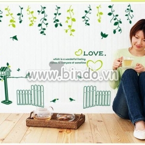 Decal dán tường Cổng chim xanh