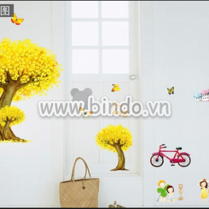 Decal dán tường Công viên mùa thu 3D