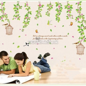 Decal dán tường Dây leo hoa tầm xuân