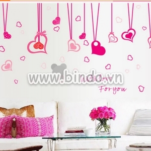 Decal dán tường Dây leo trái tim hồng