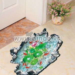 Decal dán tường Decal 3D Hồ Cá chép Koi 4