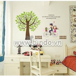 Decal dán tường Xe đạp tình nhân