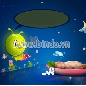 Decal dán tường Đèn ngủ sâu xanh