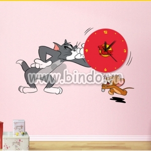 Decal dán tường Đồng hồ Tom and Jerry