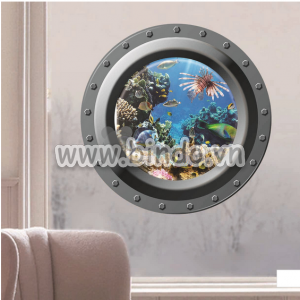 Decal dán tường Đàn cá đại dương 3D 2
