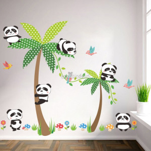 Decal dán tường khu vườn gấu trúc