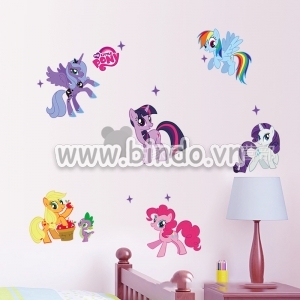 Decal dán tường Gia đình Ngựa Pony sắc màu 1