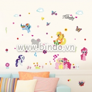 Decal dán tường Gia đình Ngựa Pony sắc màu 2