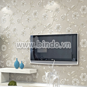 Giấy dán tường 3D hoạ tiết hoa xám xanh
