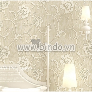 Giấy dán tường 3d họa tiết hoa vàng kem 1